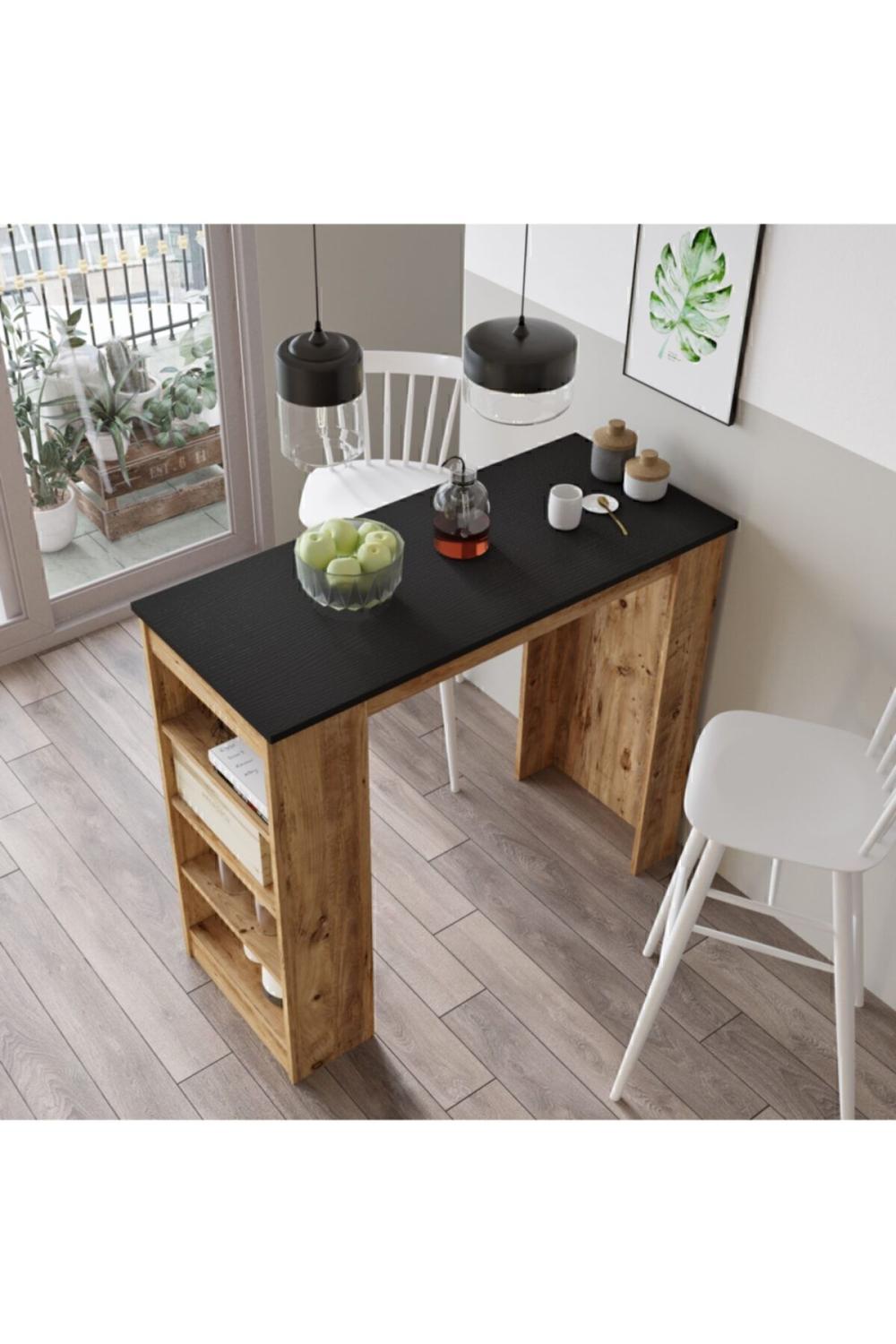 Harwick 120cm Bar Table Cuisine Yemek Table Noir-atlantik Pin HAR1-LA