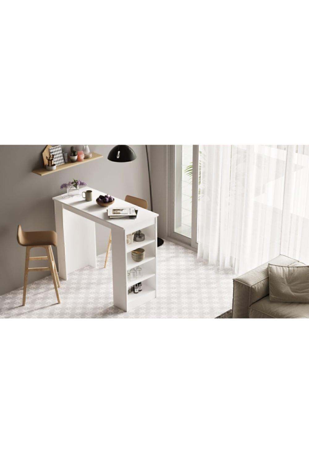 Table Haute Harwick 120 cm pour Cuisine / Salle à Manger – Blanc HAR1-W