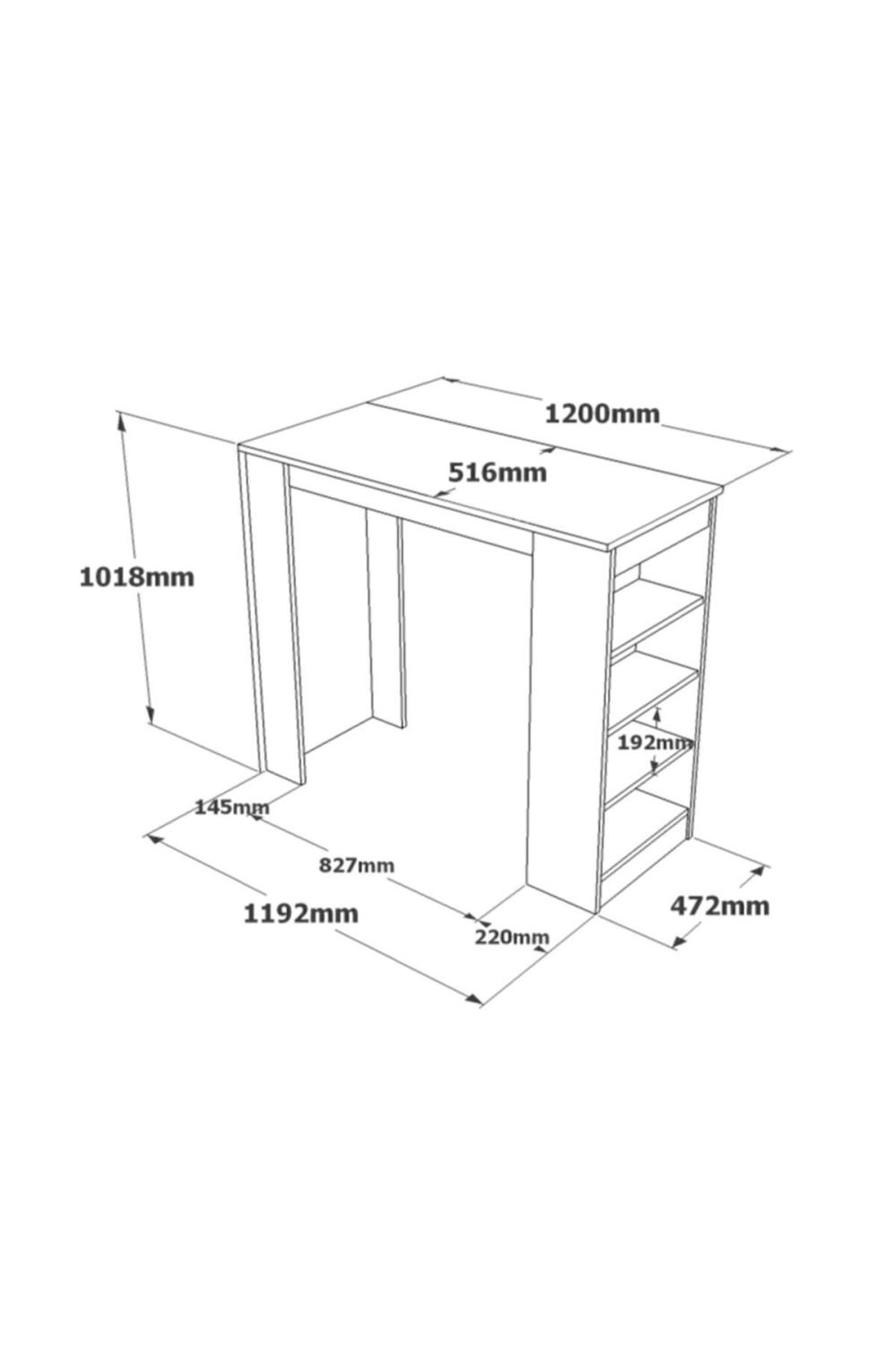 Table Haute Harwick 120 cm pour Cuisine / Salle à Manger – Blanc HAR1-W