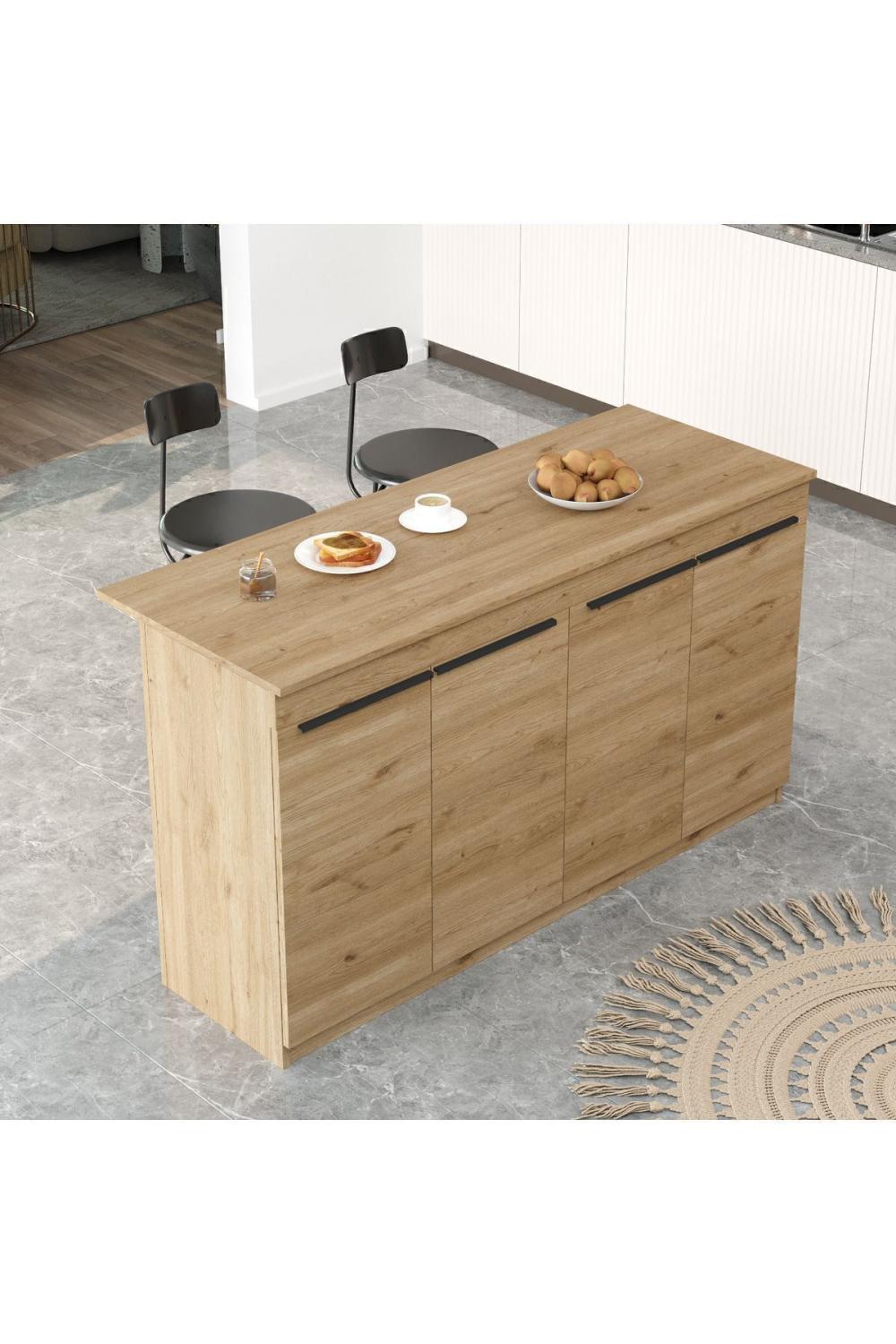 Island 160cm Ada Cuisine Yemek Table 4 Avec portes Panier ISL1-S