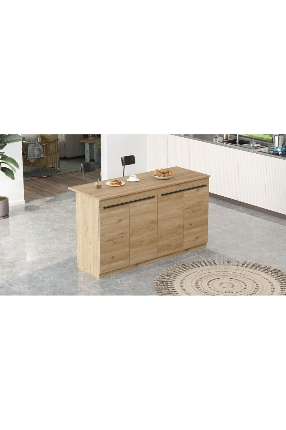 Island 160cm Ada Cuisine Yemek Table 4 Avec portes Panier ISL1-S