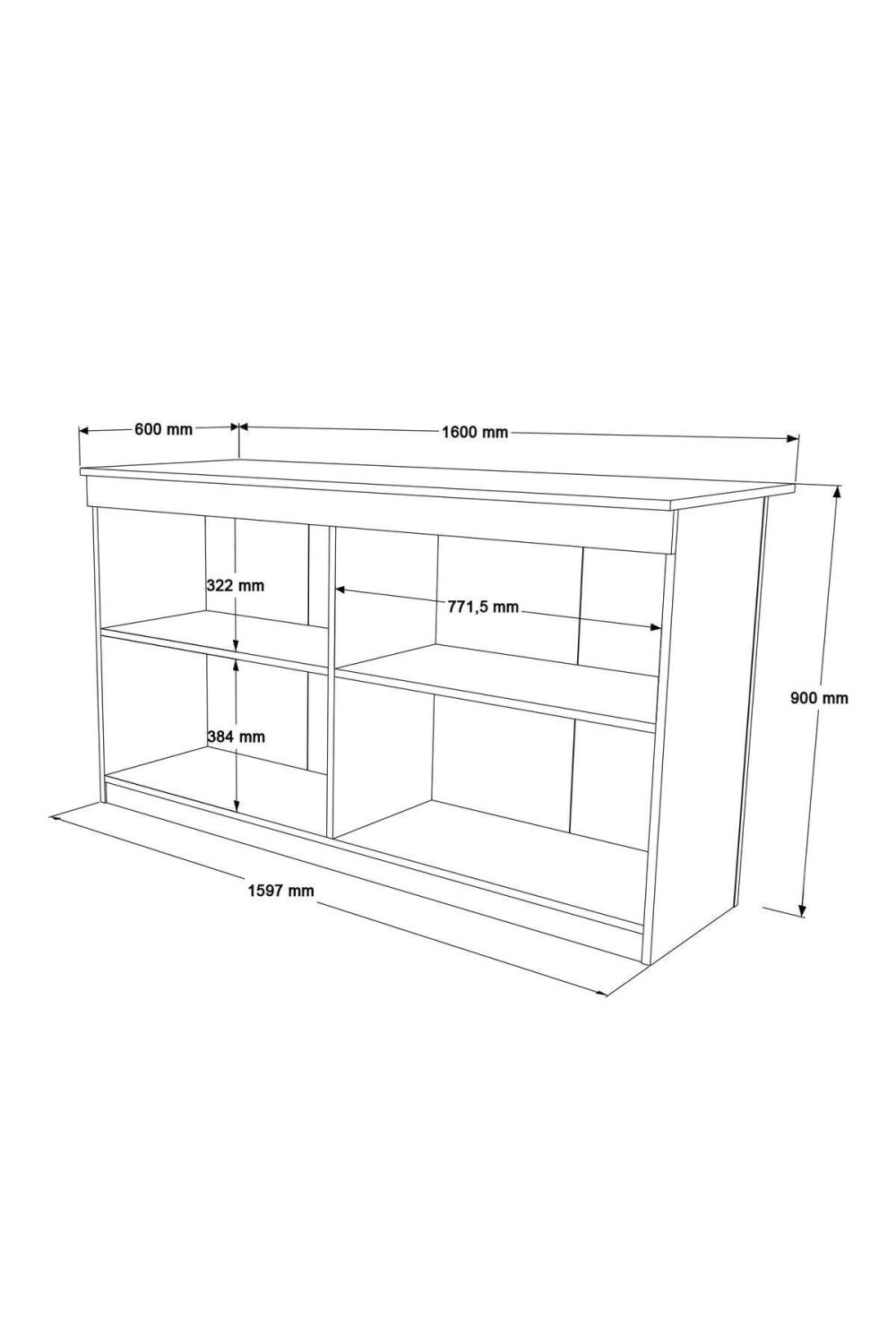 Island 160cm Ada Cuisine Yemek Table 4 Avec portes Blanc ISL1-W