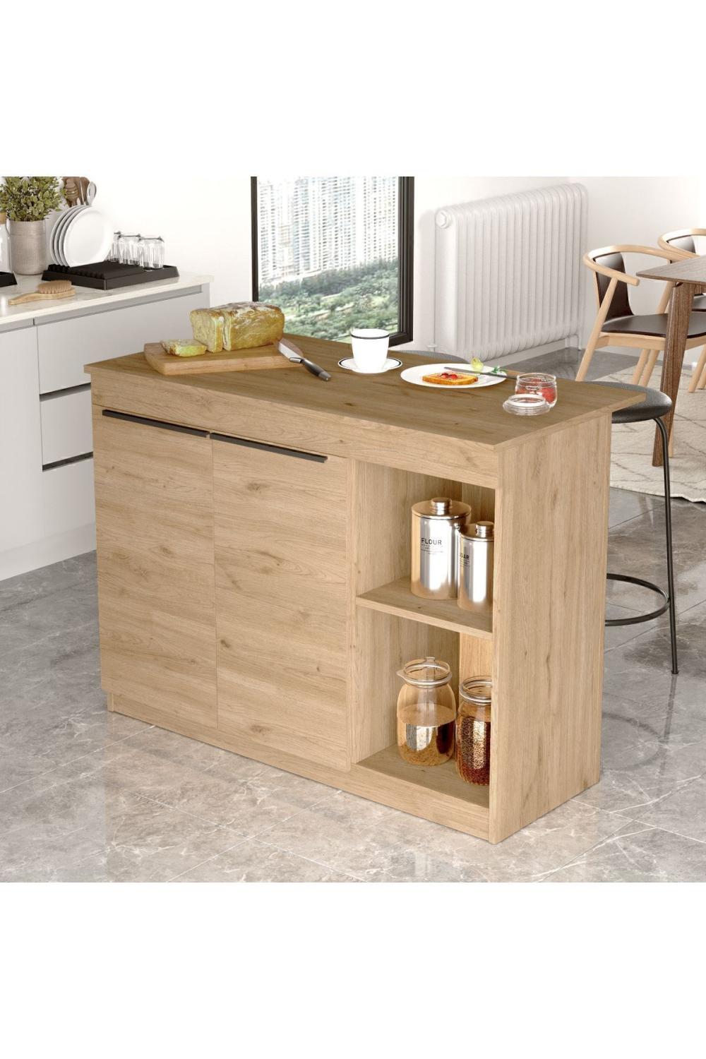 Island 120cm Ada Cuisine Yemek Table 2 Avec portes Panier ISL2-S