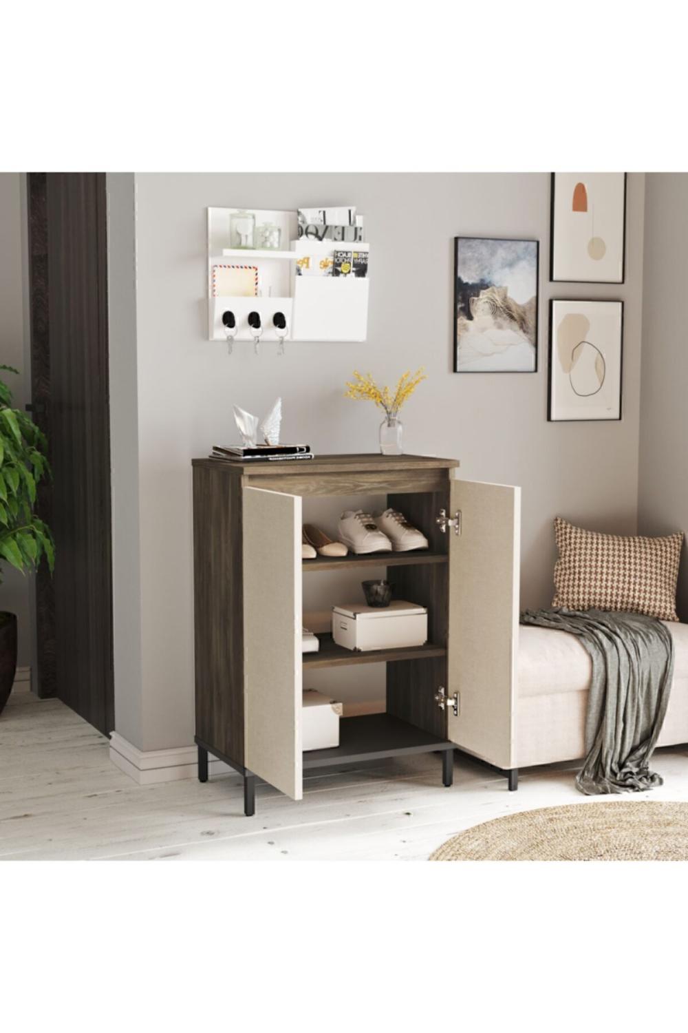 Jada Multifonction Armoire Meuble à chaussures Métal Sur pieds JAD1-CV