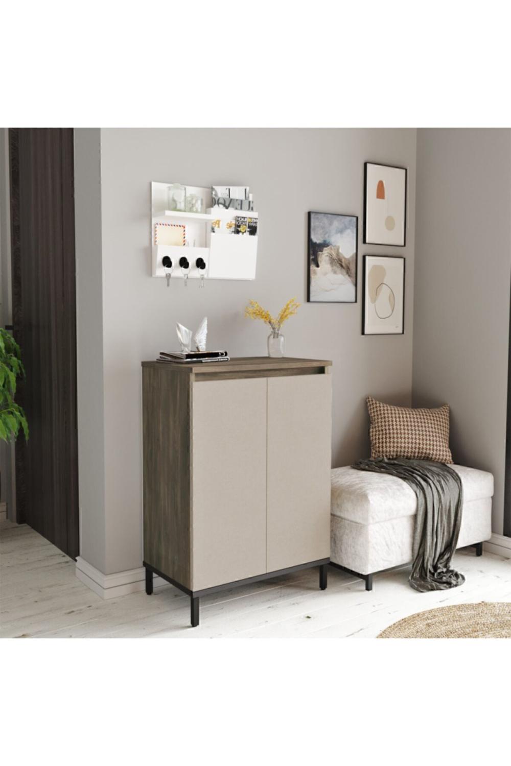 Jada Multifonction Armoire Meuble à chaussures Métal Sur pieds JAD1-CV