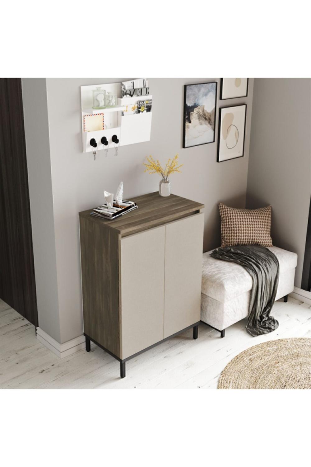 Jada Multifonction Armoire Meuble à chaussures Métal Sur pieds JAD1-CV