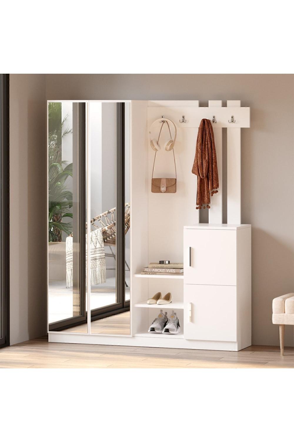 Vestiaire Jade avec Rangement Chaussures – Blanc JAD8-W