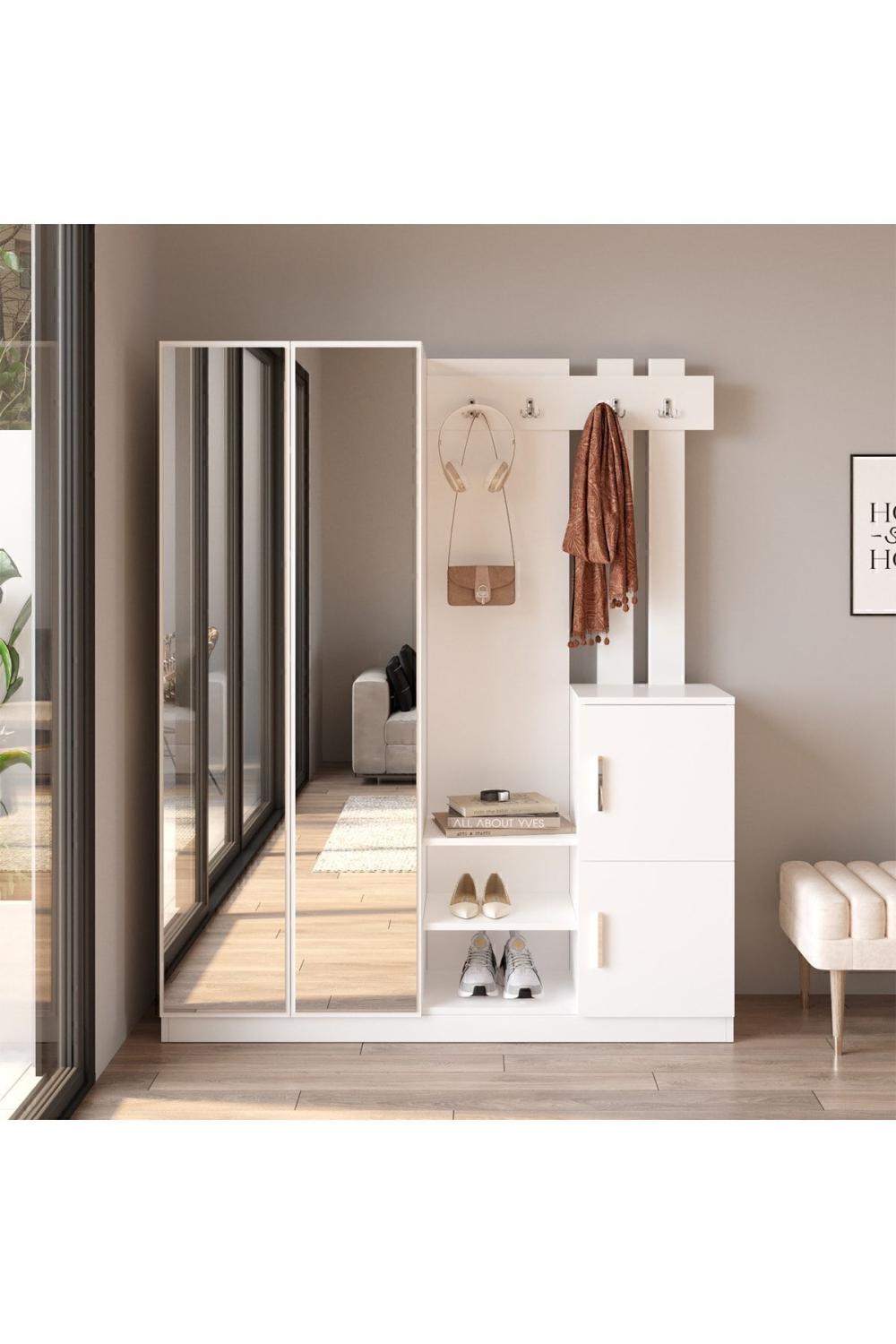 Vestiaire Jade avec Rangement Chaussures – Blanc JAD8-W