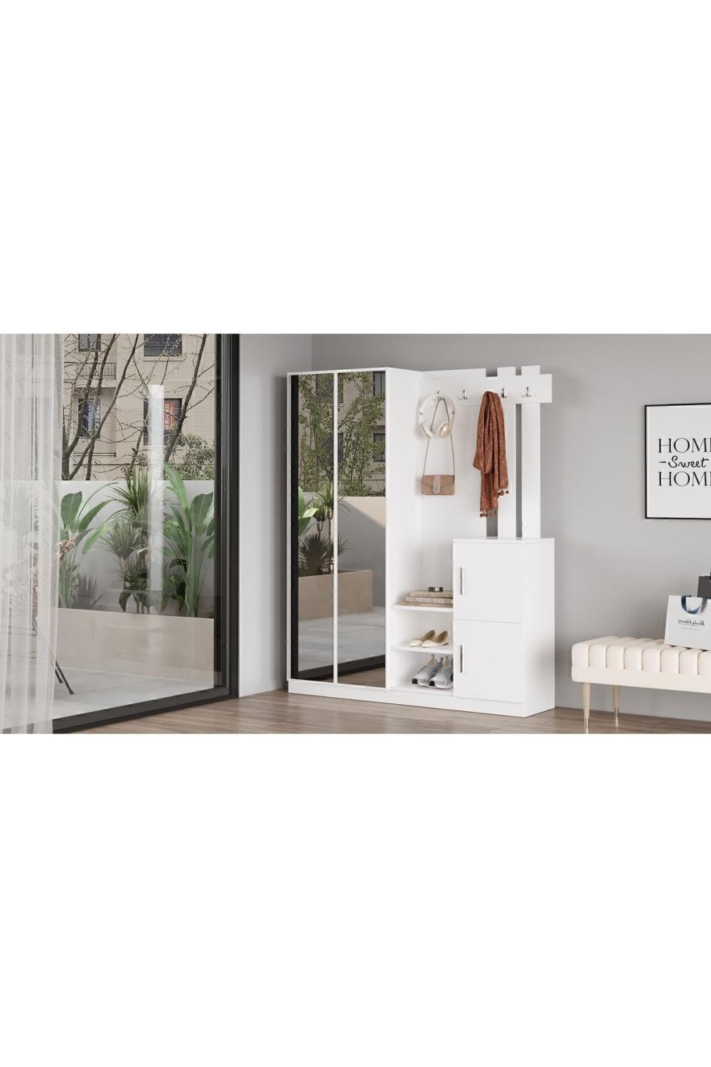 Vestiaire Jade avec Rangement Chaussures – Blanc JAD8-W