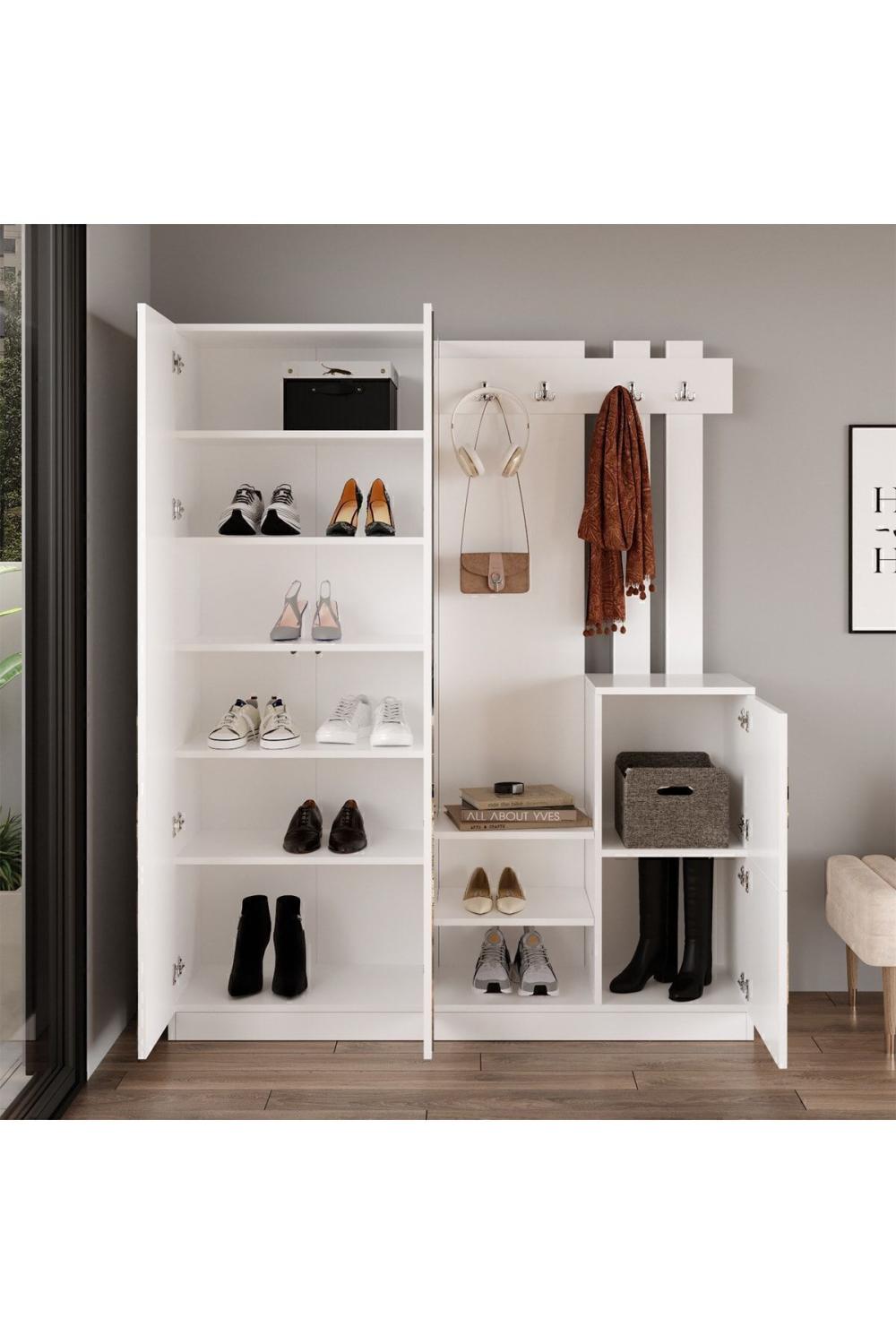 Vestiaire Jade avec Rangement Chaussures – Blanc JAD8-W