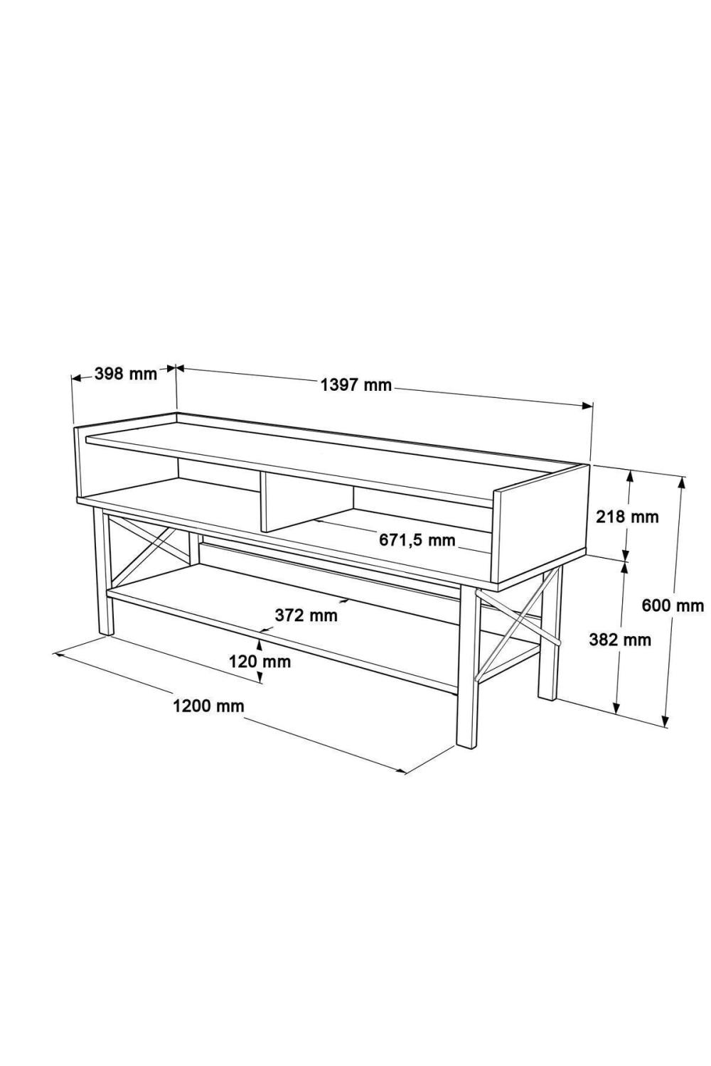 Jurina Meuble TV Table basse Blanc Métal Sur pieds 140cm Panier-Blanc JUR1-SW