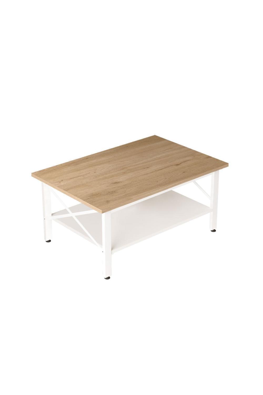 Jurina Table basse À étagères Blanc Métal Sur pieds Panier-Blanc JUR2-SW