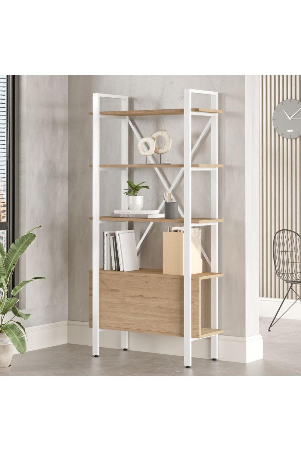 Jurina Métal Bibliothèque 5 À étagères 170cm Panier-Blanc JUR4-SW