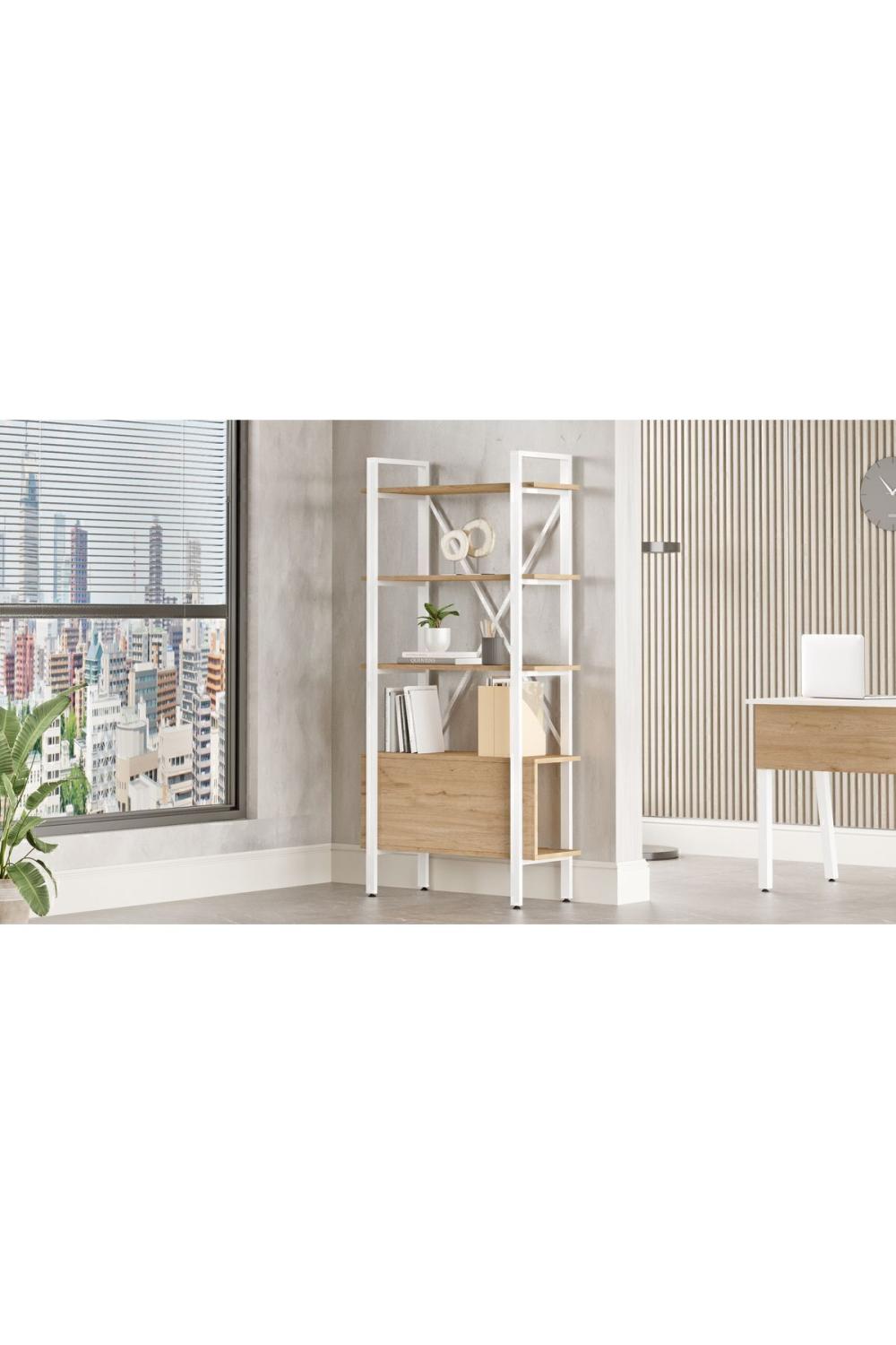 Jurina Métal Bibliothèque 5 À étagères 170cm Panier-Blanc JUR4-SW
