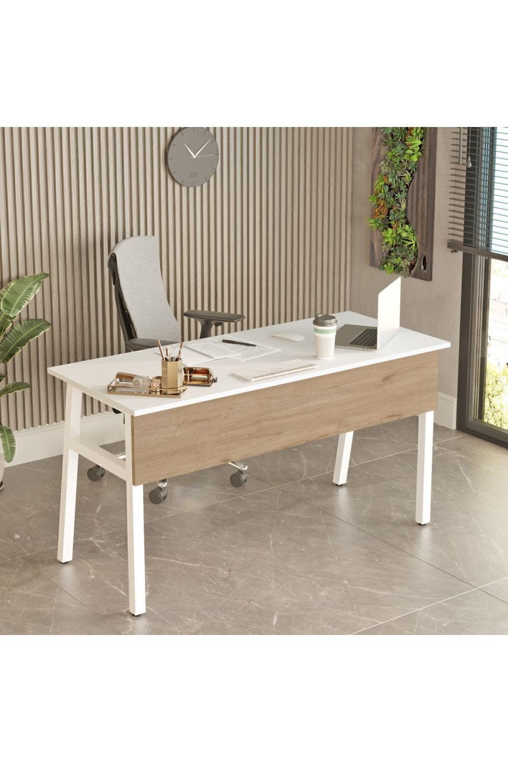 Jurina Métal Bureau Bureau Table Avec tiroirs 140cm Panier-Blanc JUR5-SW