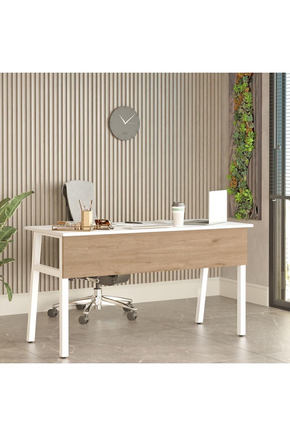 Jurina Métal Bureau Bureau Table Avec tiroirs 140cm Panier-Blanc JUR5-SW