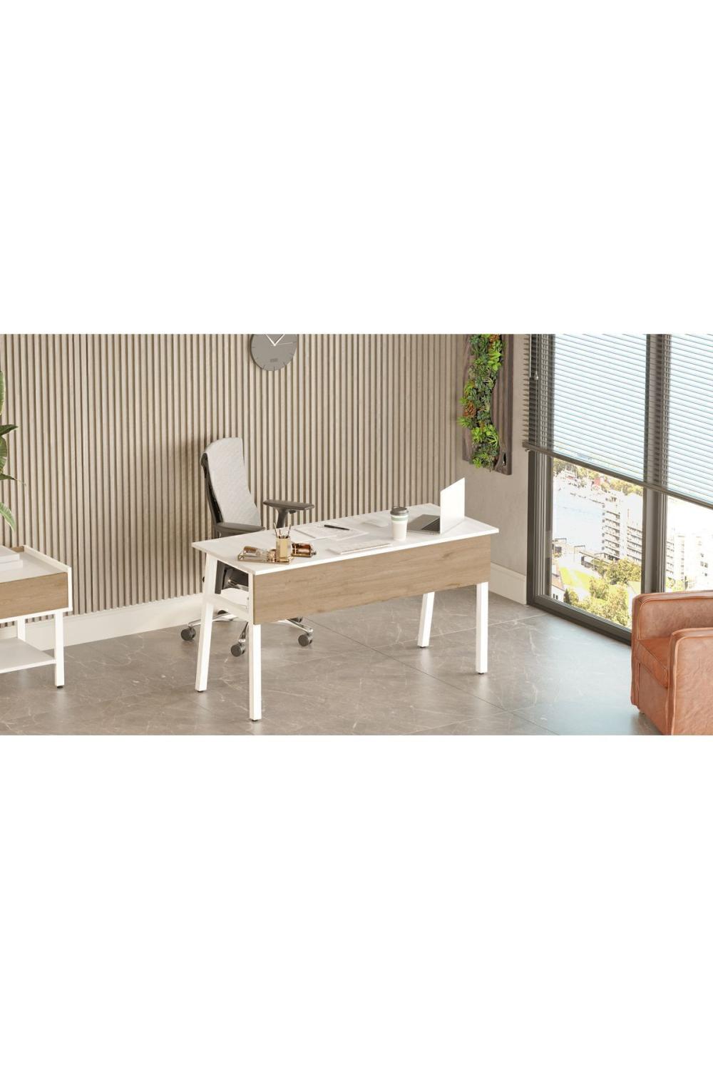 Jurina Métal Bureau Bureau Table Avec tiroirs 140cm Panier-Blanc JUR5-SW