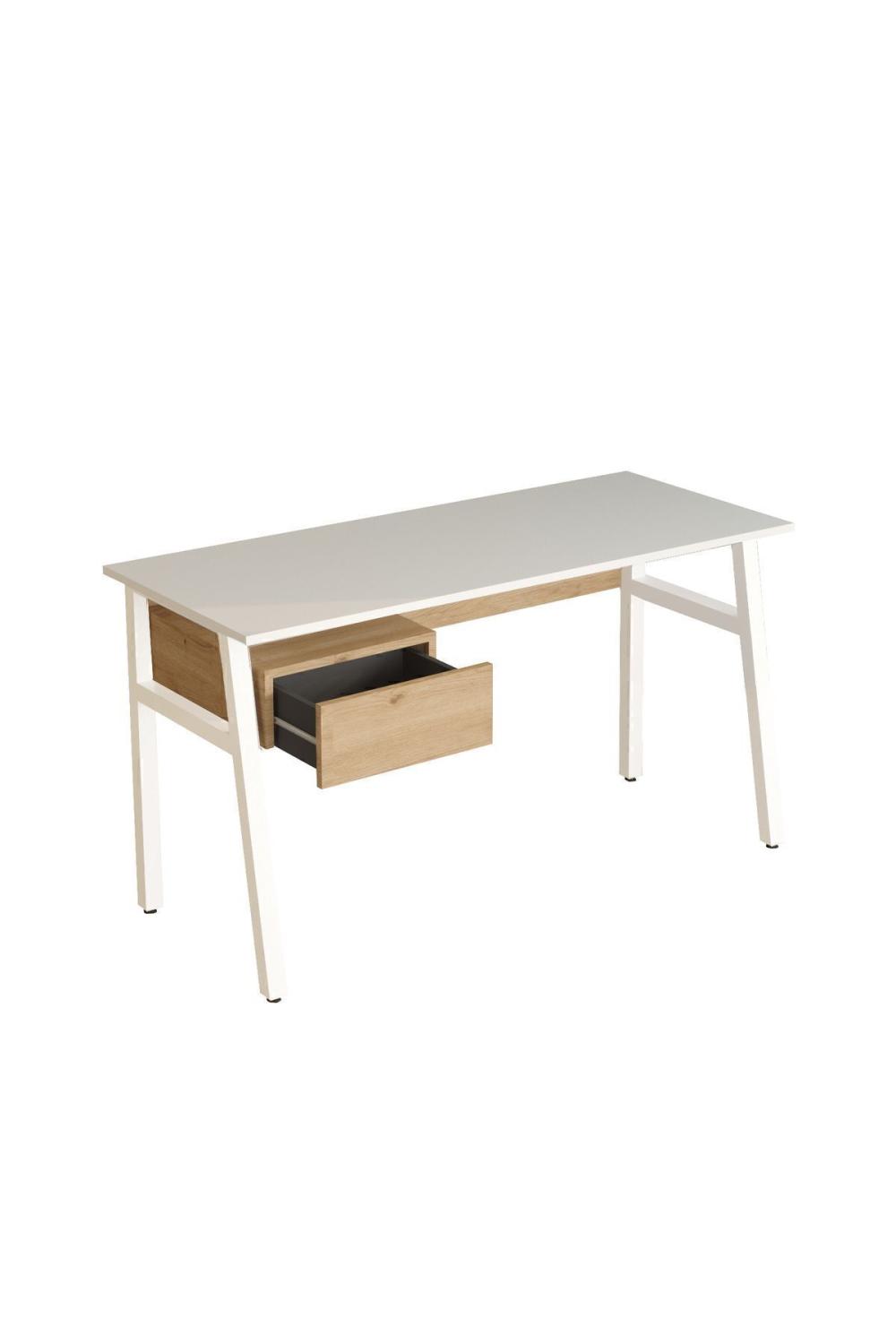 Jurina Métal Bureau Bureau Table Avec tiroirs 140cm Panier-Blanc JUR5-SW