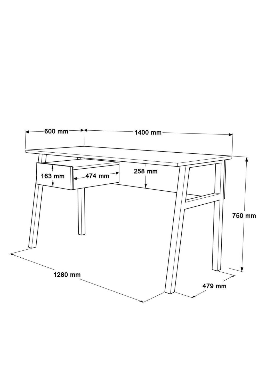Jurina Métal Bureau Bureau Table Avec tiroirs 140cm Panier-Blanc JUR5-SW