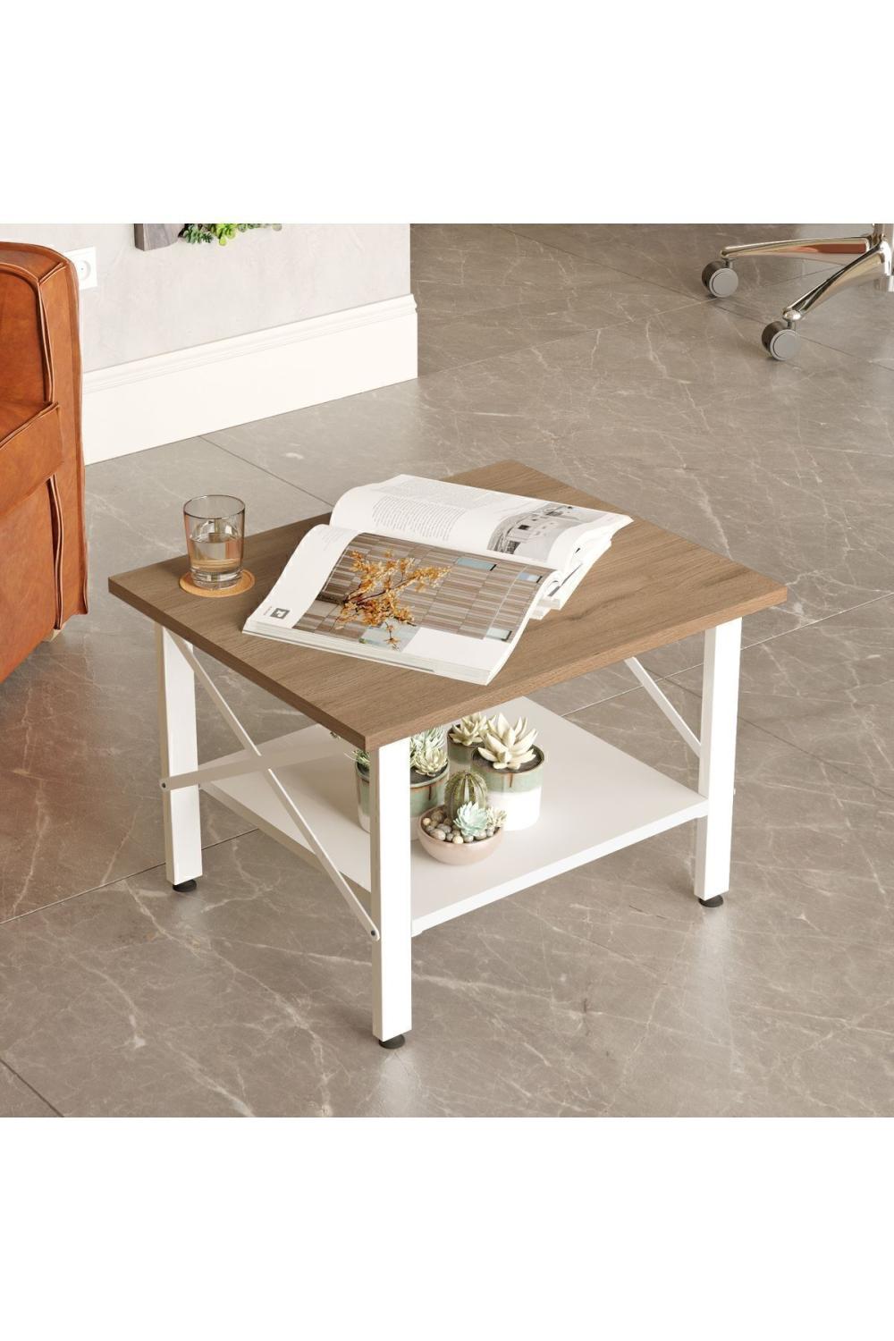 Jurina Table basse Bureau Table basse Blanc Métal Sur pieds Panier-Blanc JUR6-SW