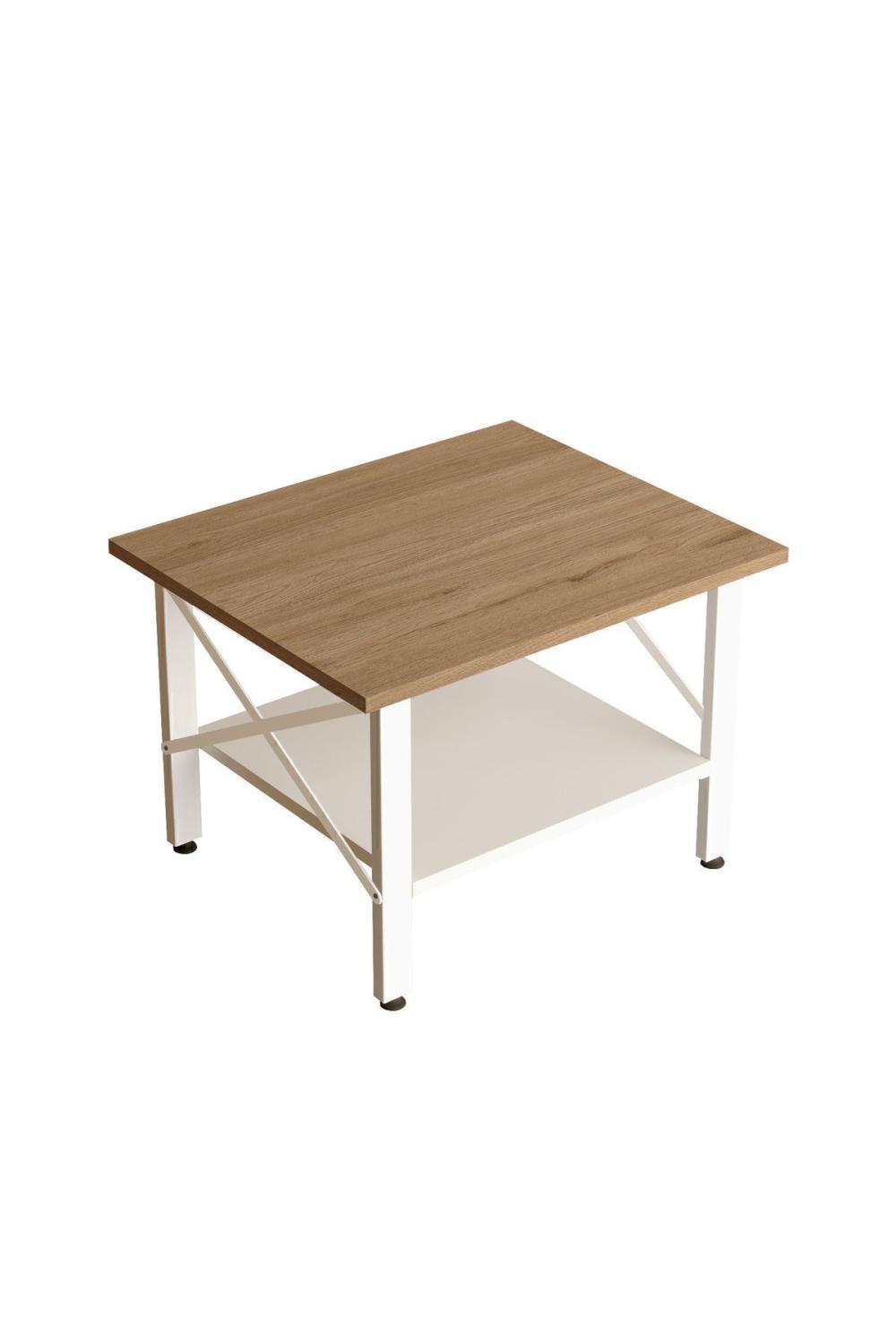 Jurina Table basse Bureau Table basse Blanc Métal Sur pieds Panier-Blanc JUR6-SW