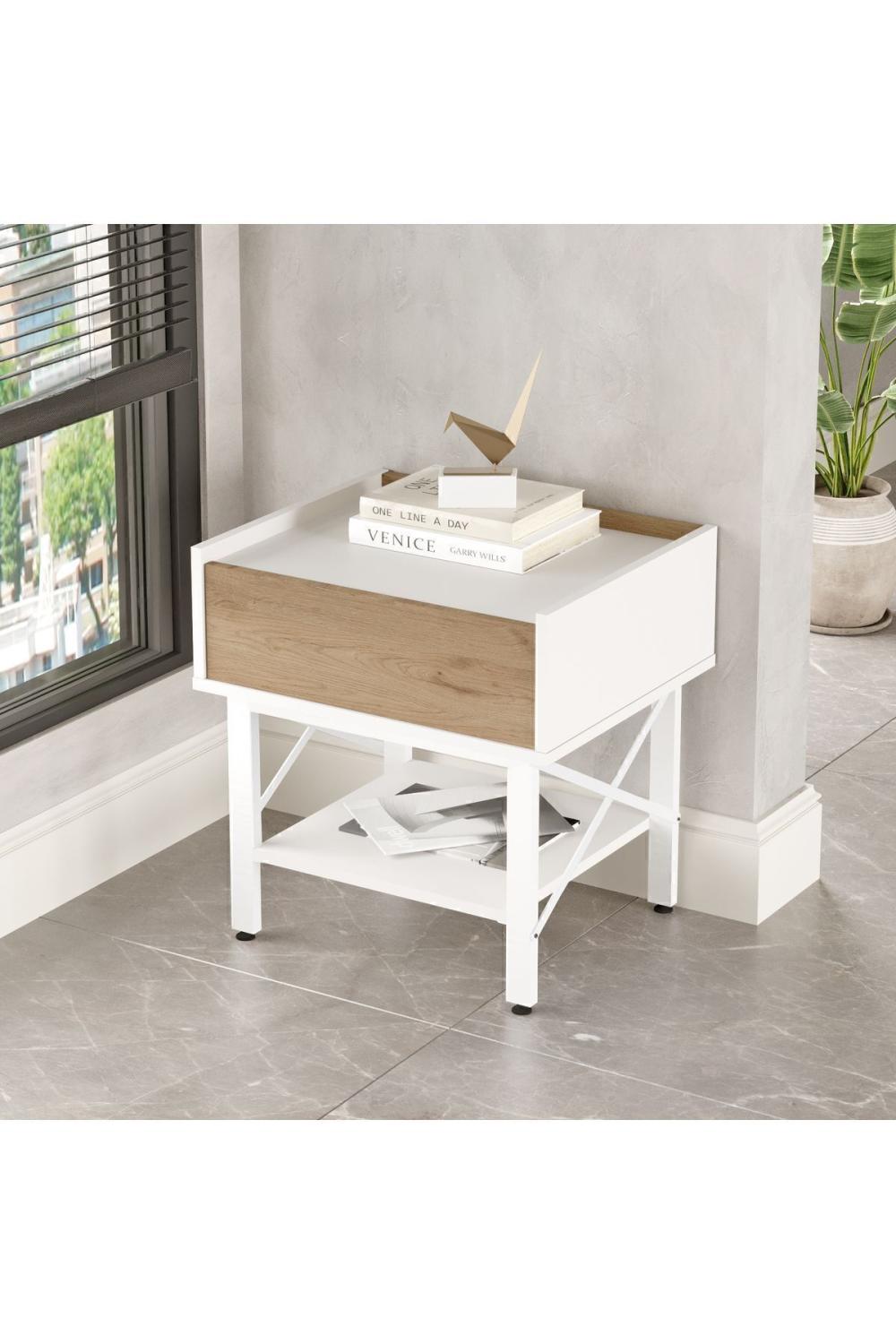 Jurina Komodin Bureau Keson Avec tiroirs Blanc Métal Sur pieds Panier-Blanc JUR7-SW