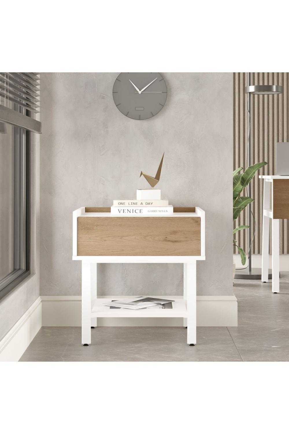 Jurina Komodin Bureau Keson Avec tiroirs Blanc Métal Sur pieds Panier-Blanc JUR7-SW