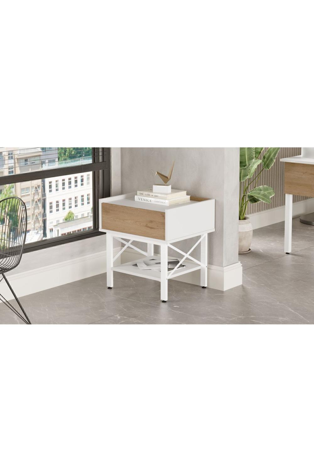 Jurina Komodin Bureau Keson Avec tiroirs Blanc Métal Sur pieds Panier-Blanc JUR7-SW