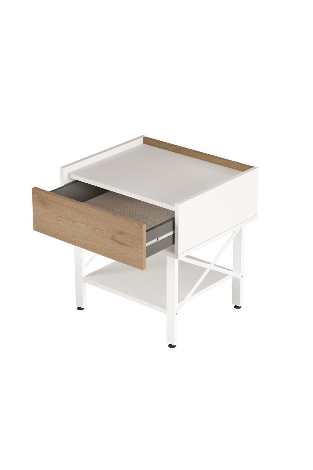 Jurina Komodin Bureau Keson Avec tiroirs Blanc Métal Sur pieds Panier-Blanc JUR7-SW