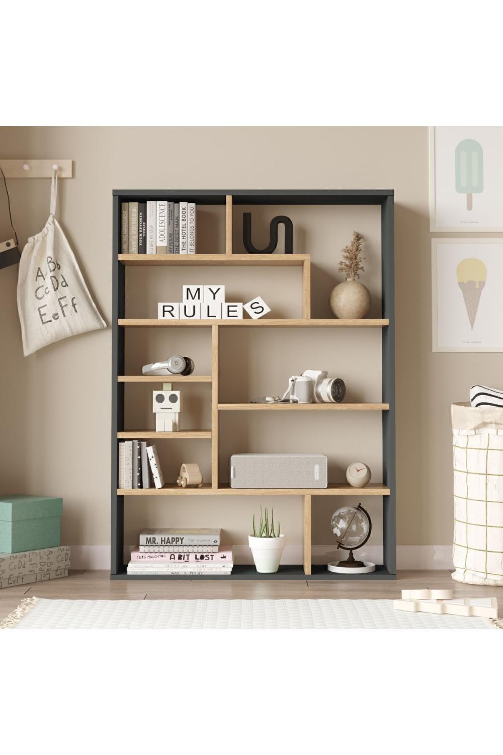Keemon Bibliothèque 124cm Panier-Anthracite KEE1-SA