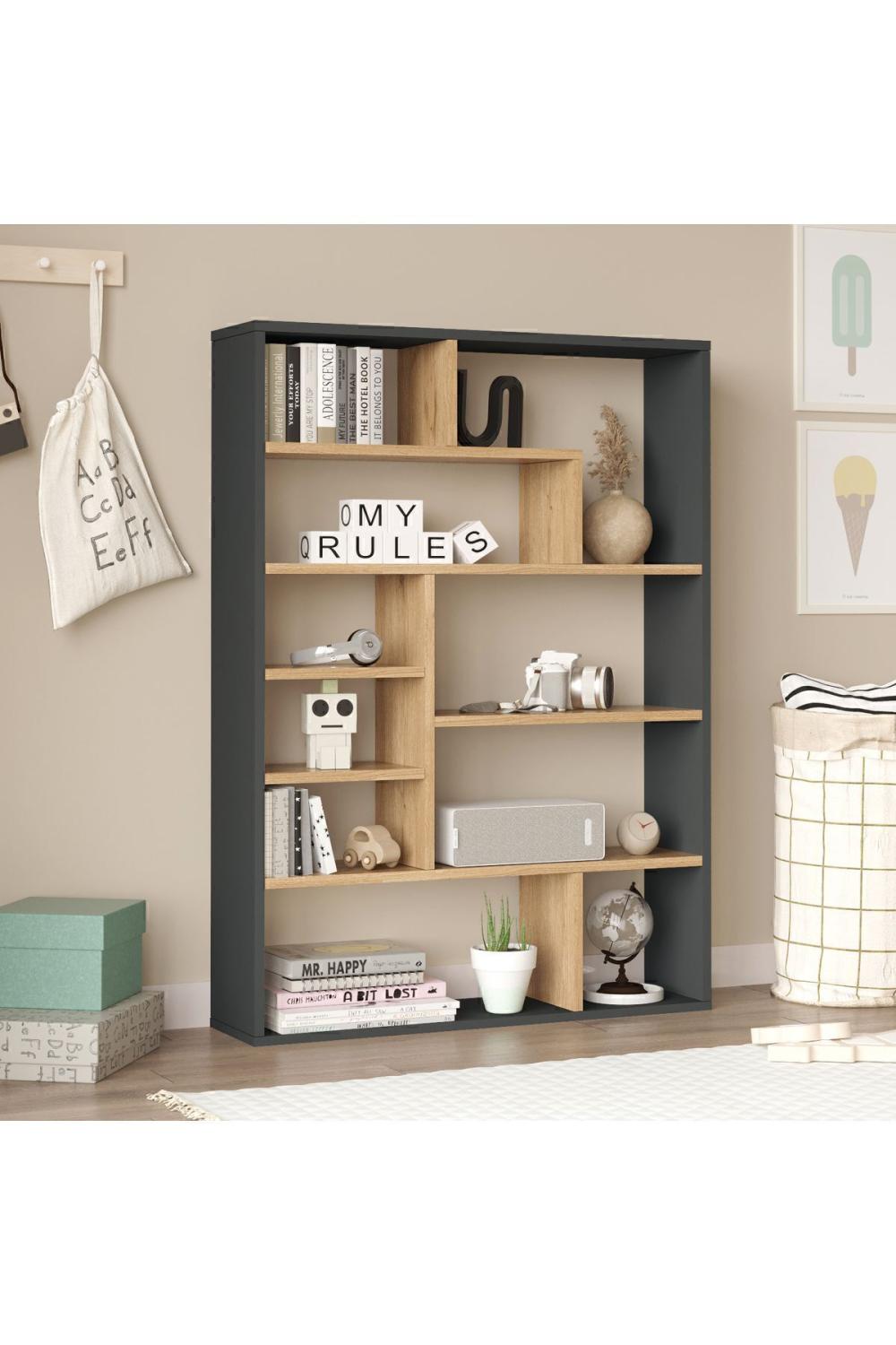 Keemon Bibliothèque 124cm Panier-Anthracite KEE1-SA