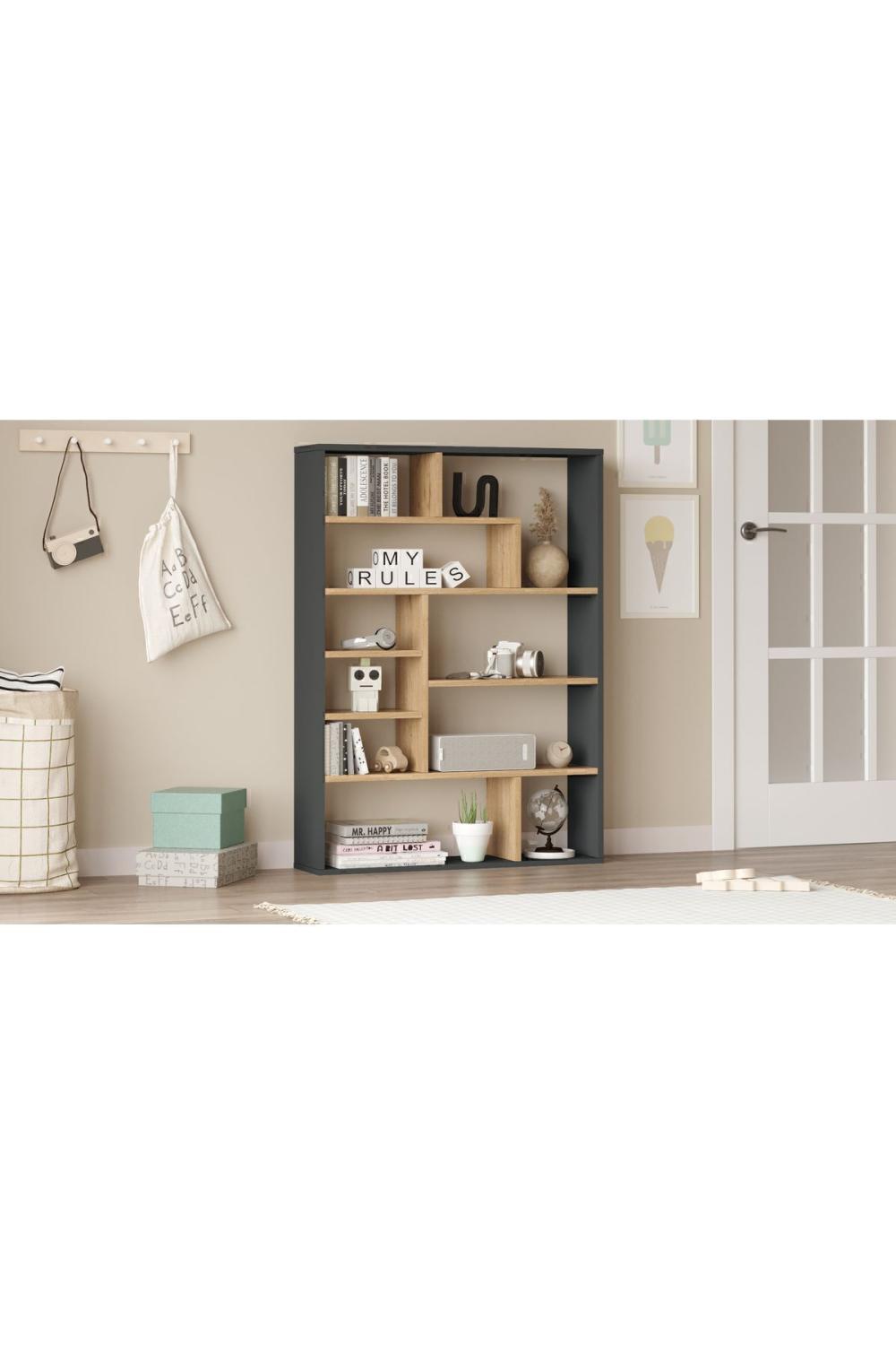 Keemon Bibliothèque 124cm Panier-Anthracite KEE1-SA