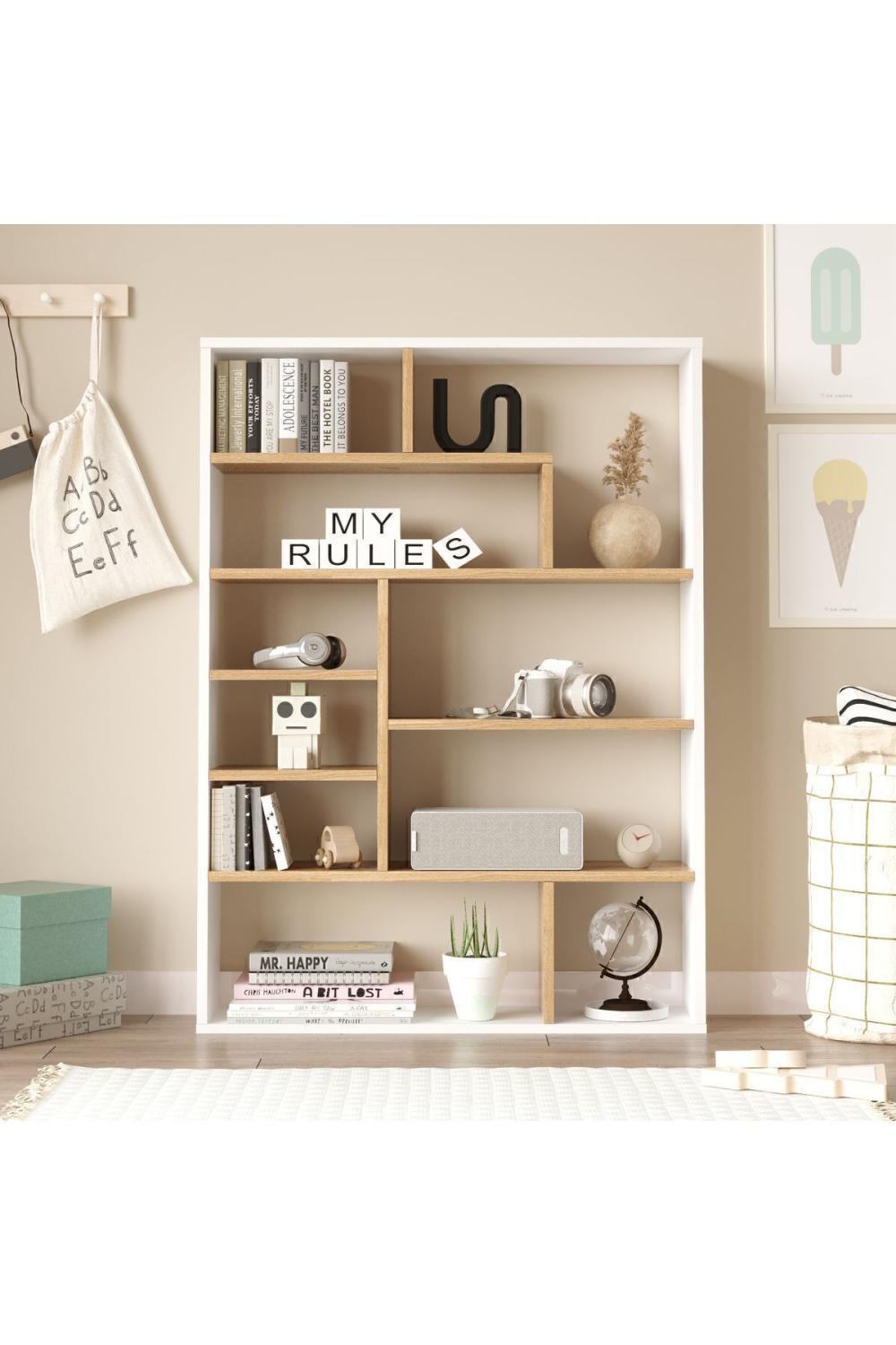 Keemon Bibliothèque 124cm Panier-Blanc KEE1-SW