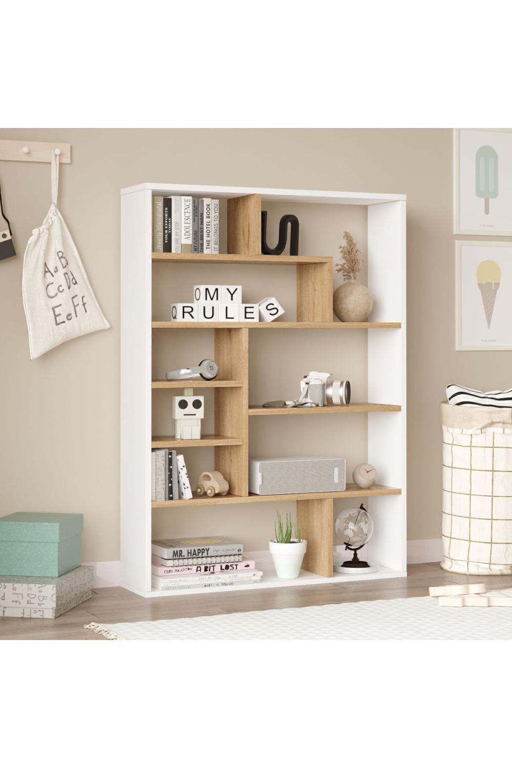 Keemon Bibliothèque 124cm Panier-Blanc KEE1-SW