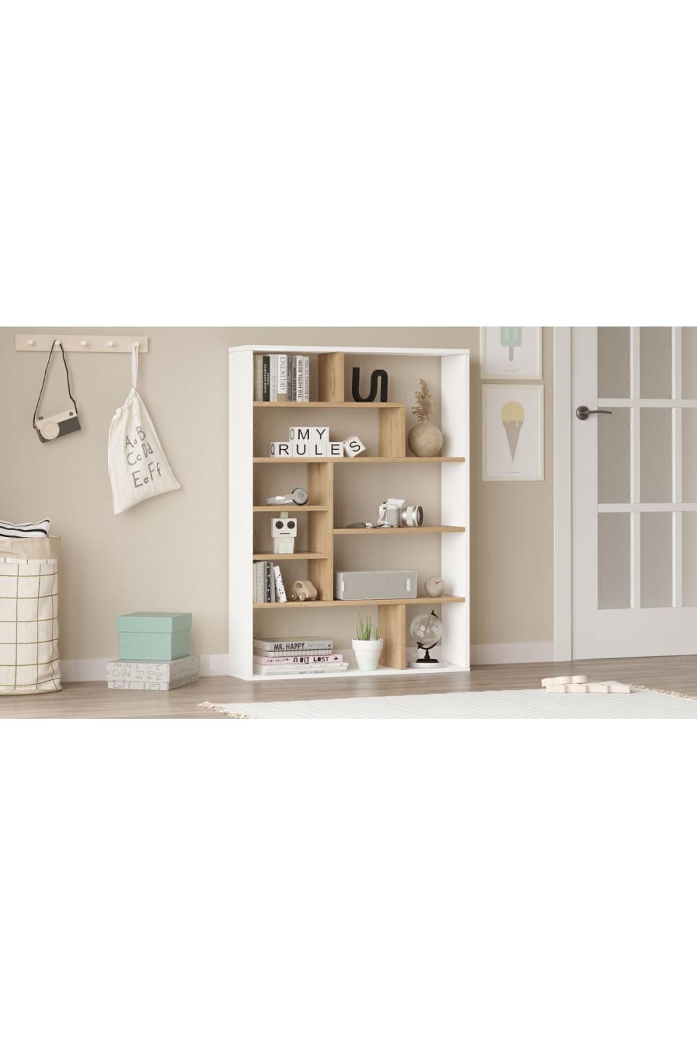 Keemon Bibliothèque 124cm Panier-Blanc KEE1-SW