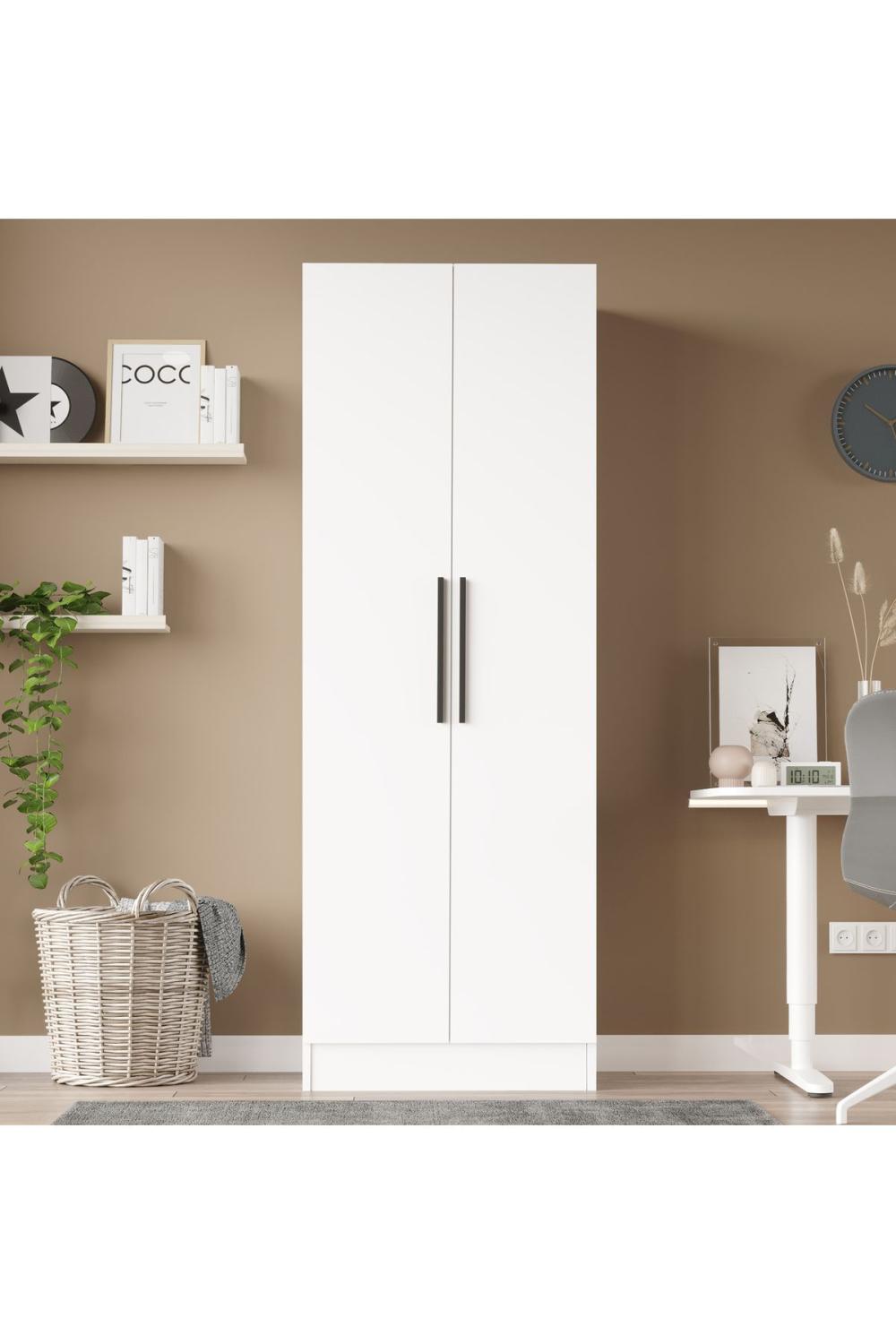 Krish 2 Avec portes Armoire Elbise Armoire Blanc KRI1-W