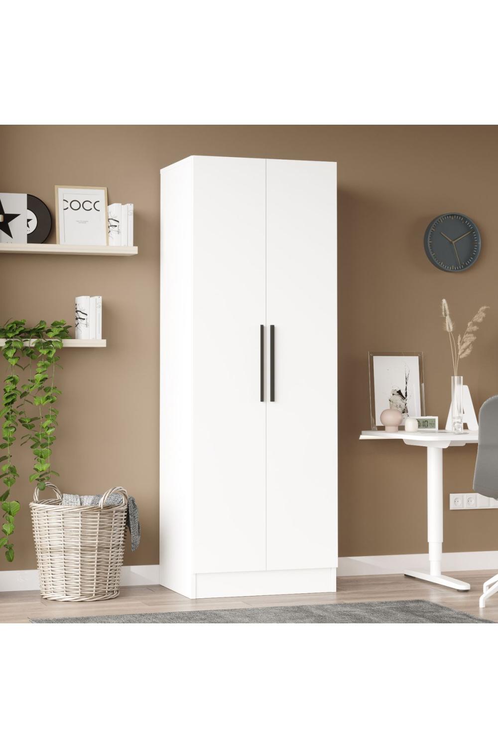 Krish 2 Avec portes Armoire Elbise Armoire Blanc KRI1-W