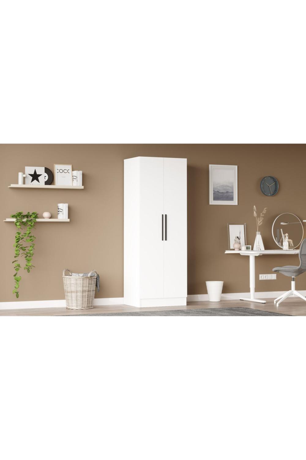 Krish 2 Avec portes Armoire Elbise Armoire Blanc KRI1-W