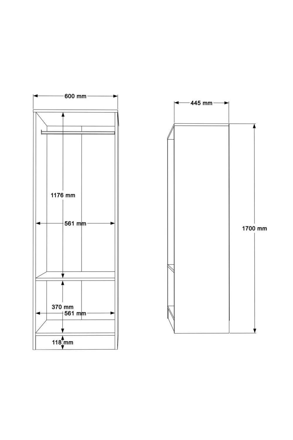 Krish 2 Avec portes Armoire Elbise Armoire Blanc KRI1-W