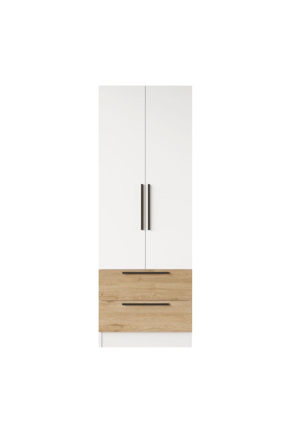 Armoire Krish 2 Portes et 2 Tiroirs – Panier & Blanc KRI2-SW