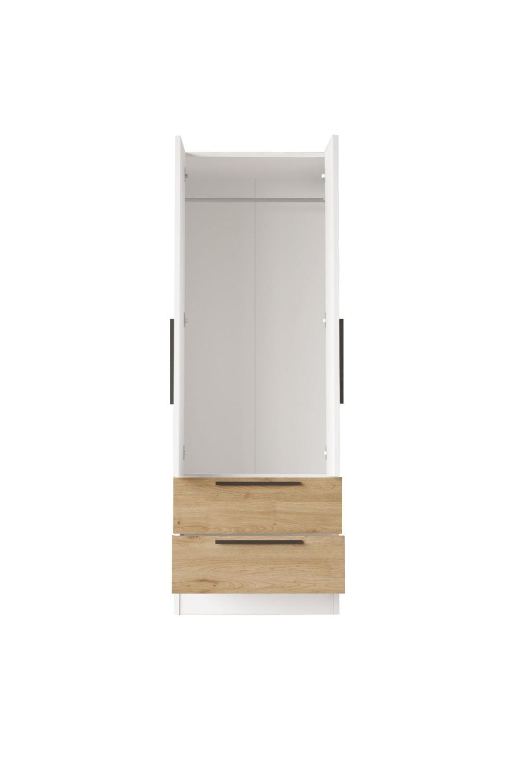 Armoire Krish 2 Portes et 2 Tiroirs – Panier & Blanc KRI2-SW