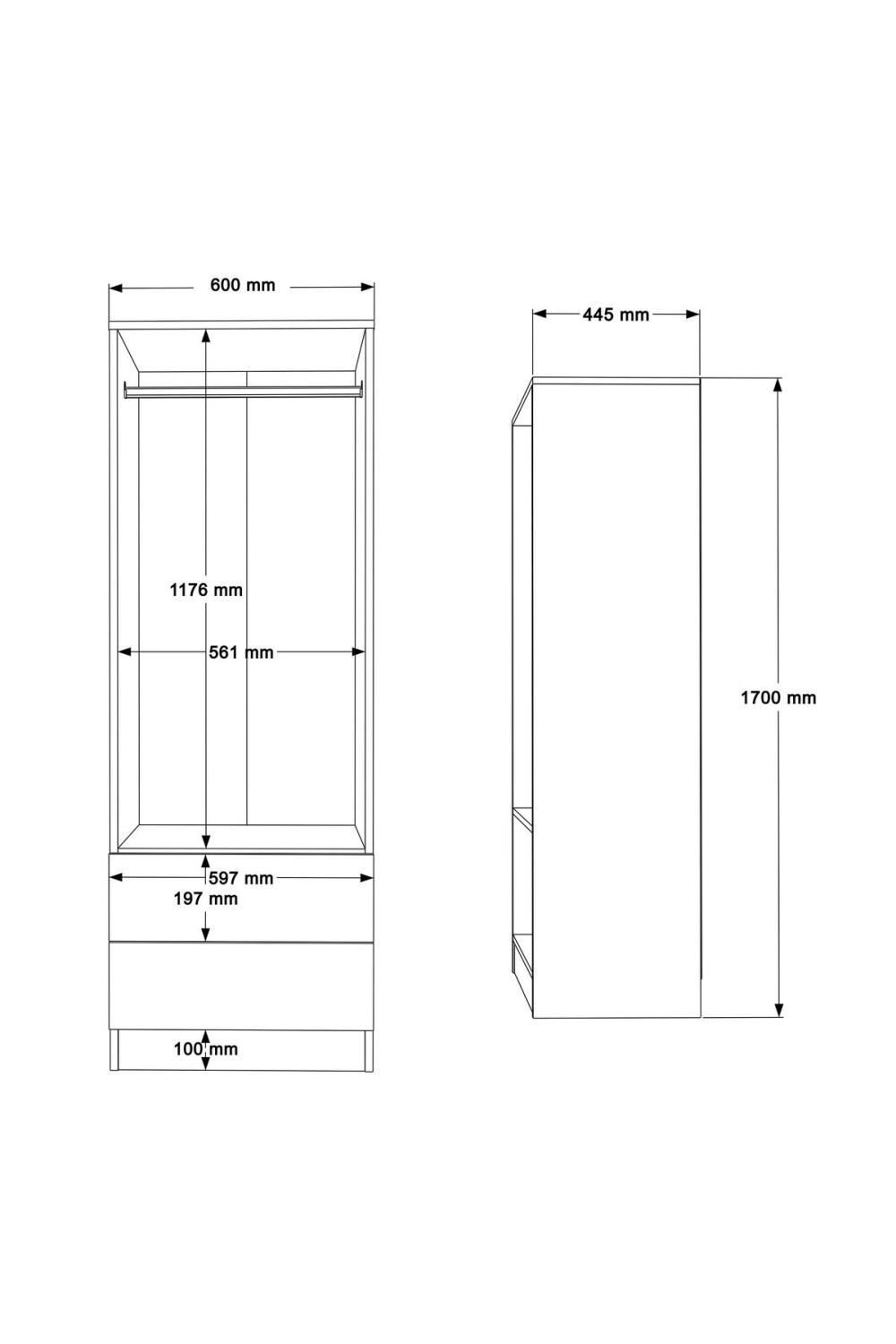 Armoire Krish 2 Portes et 2 Tiroirs – Panier & Blanc KRI2-SW