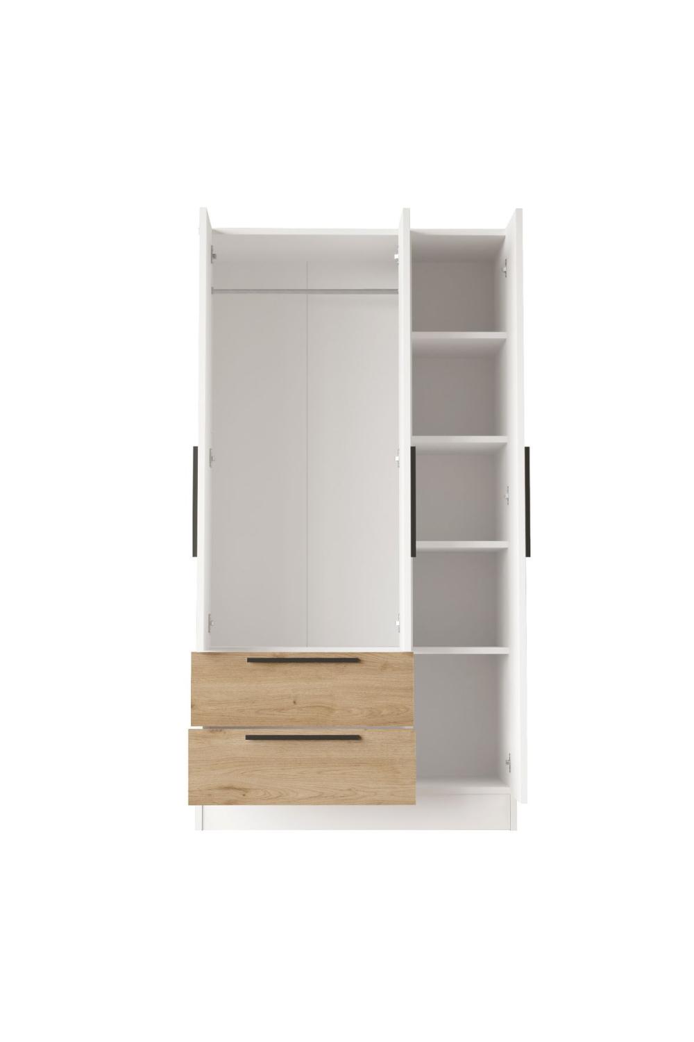 Krish 3 Avec portes 2 Avec tiroirs Armoire Elbise Armoire Panier-Blanc KRI3-SW