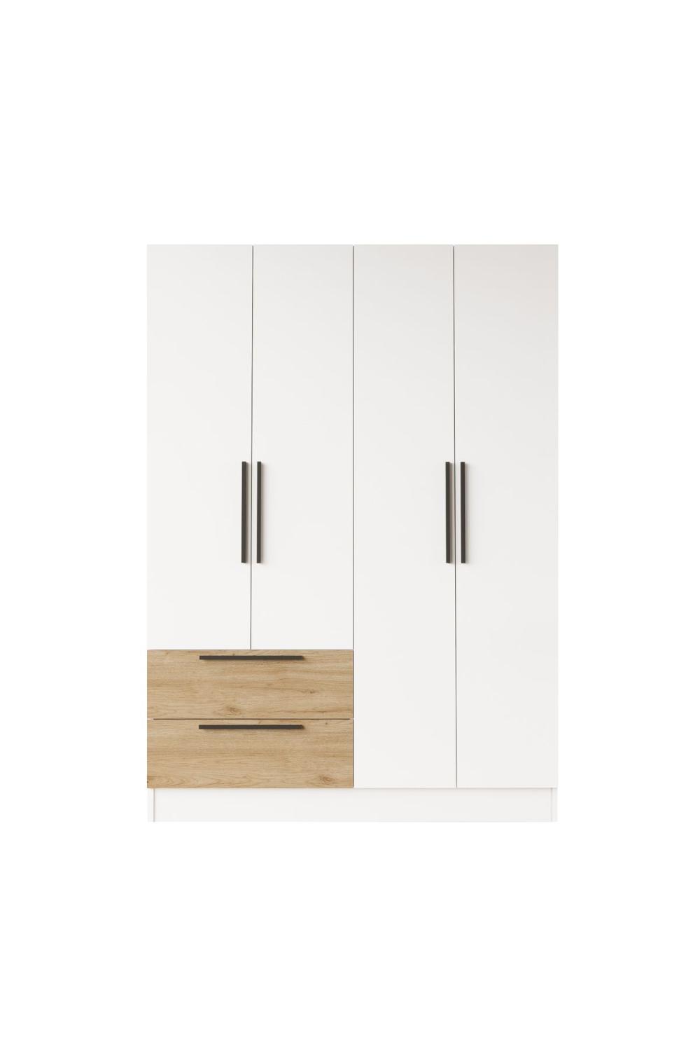 Armoire Krish 4 Portes et 2 Tiroirs – Panier & Blanc KRI4-SW