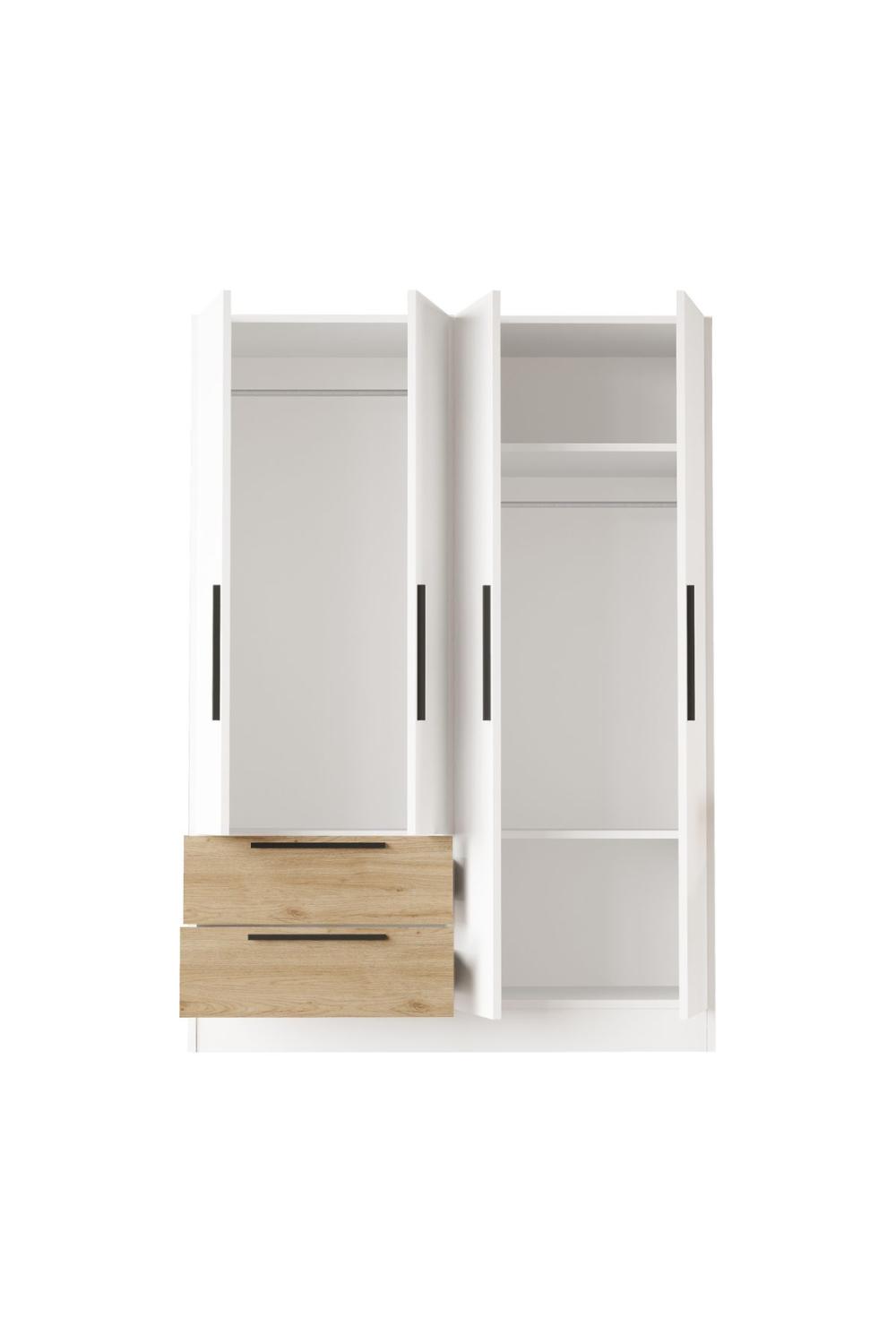 Armoire Krish 4 Portes et 2 Tiroirs – Panier & Blanc KRI4-SW