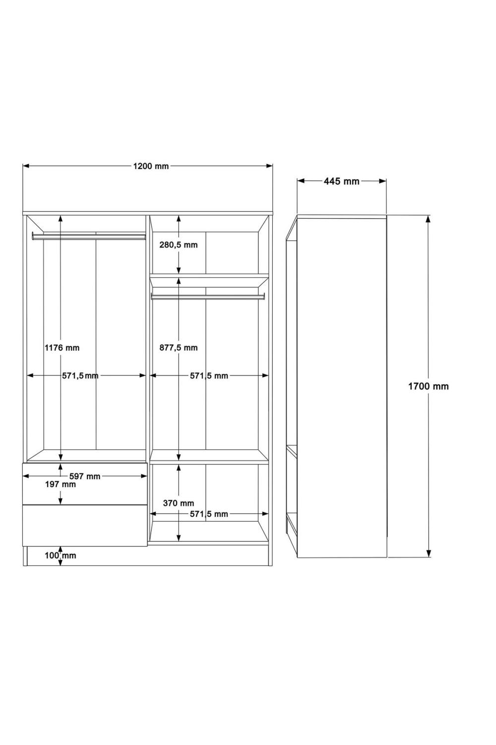 Armoire Krish 4 Portes et 2 Tiroirs – Panier & Blanc KRI4-SW