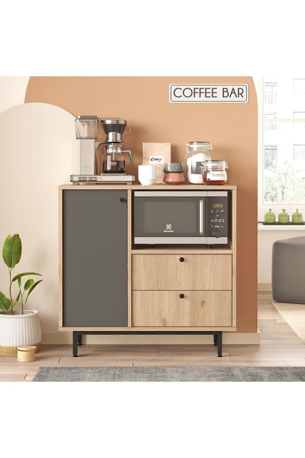 Latte Série Marron Angle Multifonction Armoire Cuisine Armoire Panier-Anthracite LAT1-SA