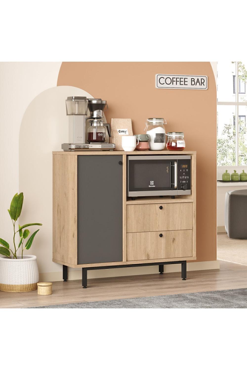 Latte Série Marron Angle Multifonction Armoire Cuisine Armoire Panier-Anthracite LAT1-SA