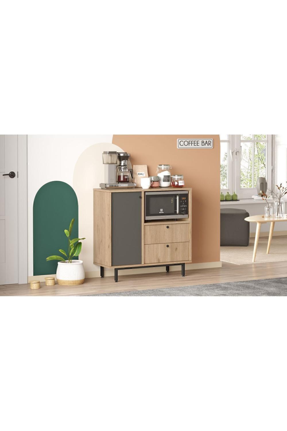 Latte Série Marron Angle Multifonction Armoire Cuisine Armoire Panier-Anthracite LAT1-SA