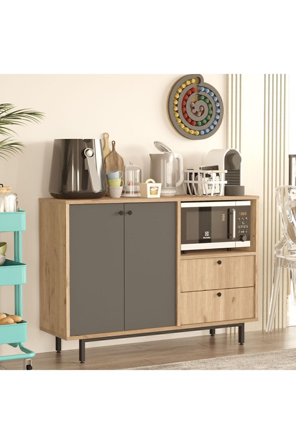 Latte Série Marron Angle Multifonction Armoire Cuisine Armoire Panier-Anthracite LAT2-SA